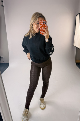 GoldBee Zateplené Legíny B2 Koženkové Animal Brown (Barva Brown, Velikost 3XL)